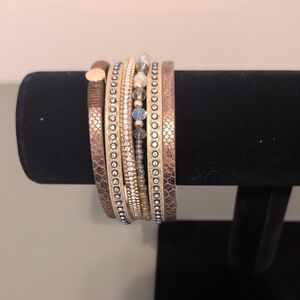Multi-Row Rose Gold Beaded Wrap Bracelet